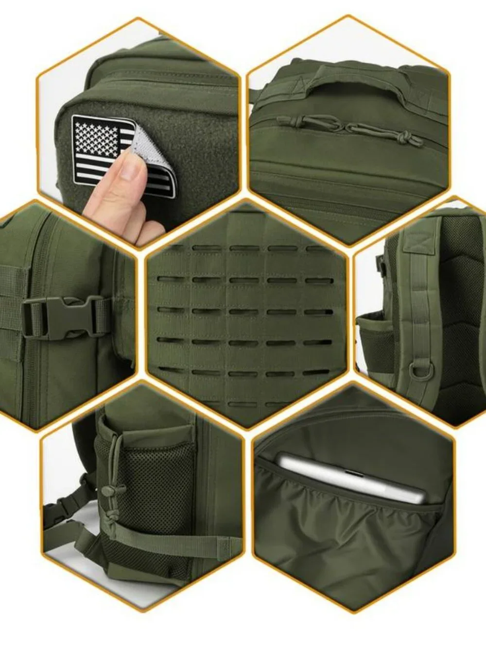 Unisex 25L Office Laptop Backpack with Molle Hiking Trekking Bug Out Dual Cup